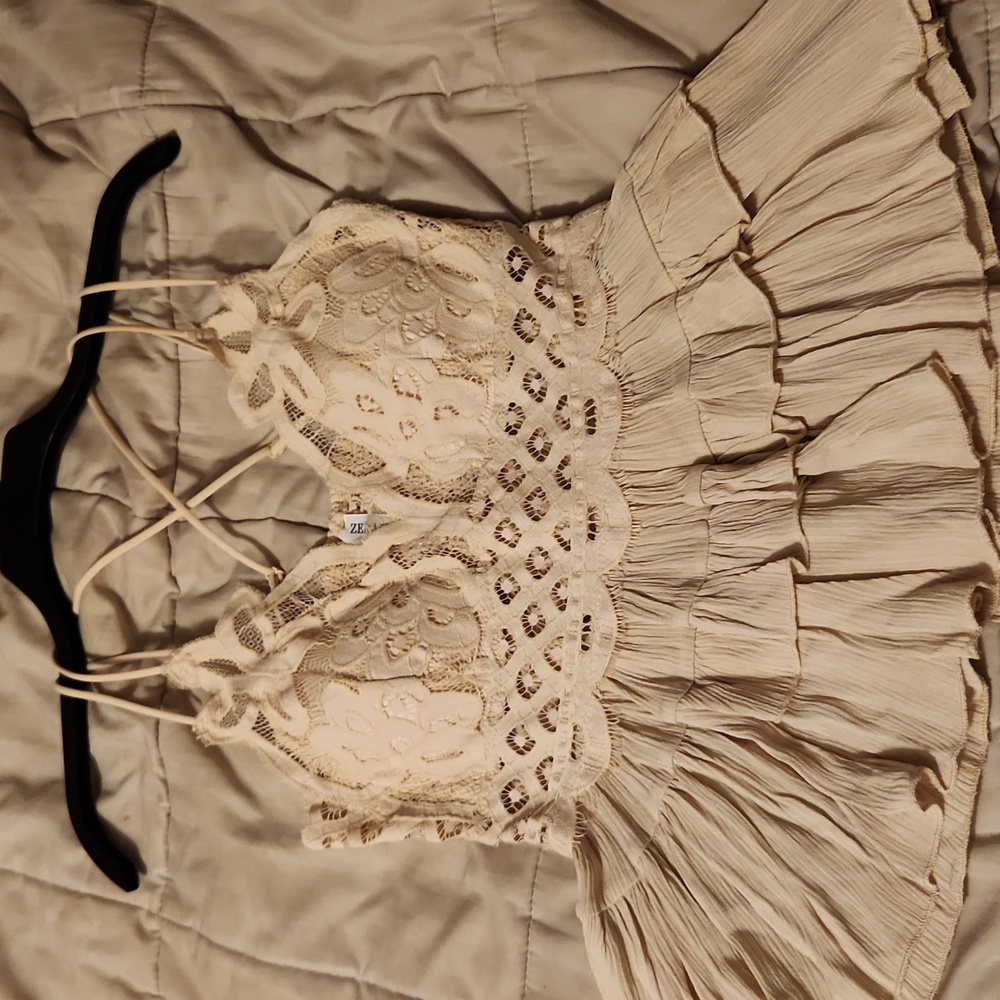 Zenana  Cream Lace Top